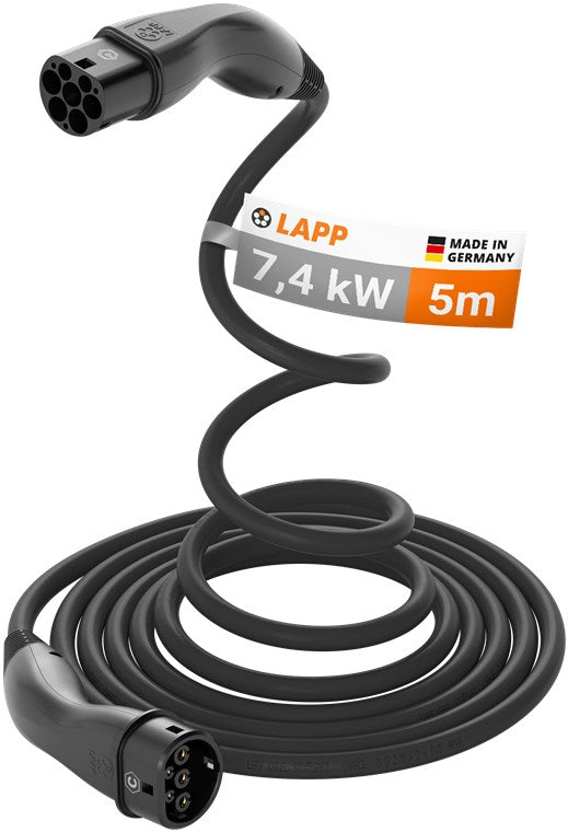 Cavo di ricarica autoretrattile di Tipo 2 fino a 74 kW m nero Cavo di ricarica autoretrattile di Tipo 2 fino a 74 kW m nero